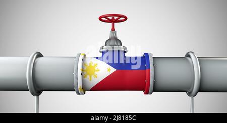 Pipeline de pétrole et de gaz des Philippines. Concept de l'industrie pétrolière. 3D rendu Banque D'Images