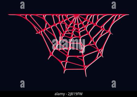 Toile d'araignée isolée sur fond sombre. Toiles d'Halloween effrayantes avec fils rouges. Illustration vectorielle Illustration de Vecteur