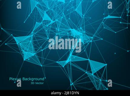 Résumé 3D technologie futuriste géométrique et science fond néon. Papier peint numérique plexus. Concept d'entreprise. Structure médicale et artifice Illustration de Vecteur