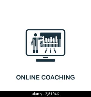 Icône Coaching en ligne. Icône e-Learning monochrome simple pour les modèles, la conception Web et les infographies Illustration de Vecteur