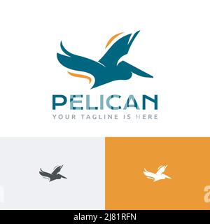 Logo de la faune de Pelican Wings Bird Flying Tour Illustration de Vecteur