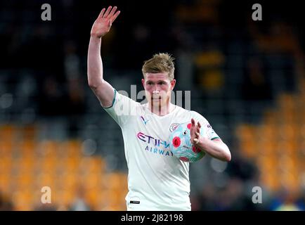 Photo du dossier datée du 11-05-2022 de Kevin de Bruyne, de Manchester City, qui a insisté sur le fait qu'il ne s'intéresse pas aux louanges individuelles car il cherche à fermer le titre de Manchester City. Date de la photo: Mercredi 11 mai 2022. Date de publication : jeudi 12 mai 2022. Banque D'Images