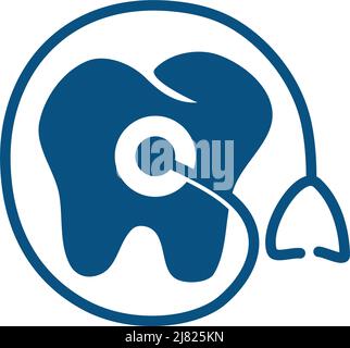 Stéthoscope dentaire logo Design icône Illustration identité de la marque Illustration de Vecteur