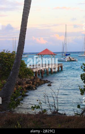 Plage de Saint-François en fin de journée, Guadeloupe Banque D'Images