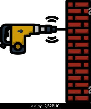 Icône de plaque de perçage du perforateur. Contour gras modifiable avec Color Fill Design. Illustration vectorielle. Illustration de Vecteur