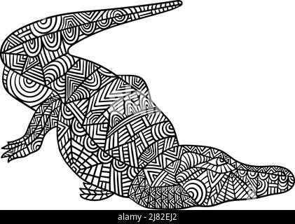 Pages de coloriage de Mandala crocodile pour adultes Illustration de Vecteur