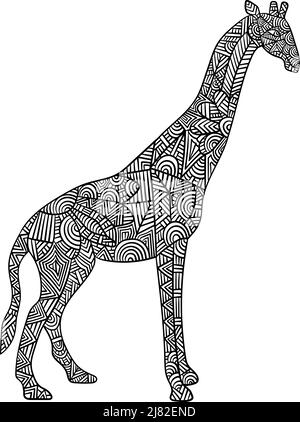 Giraffe Mandala coloriage pages pour adultes Illustration de Vecteur