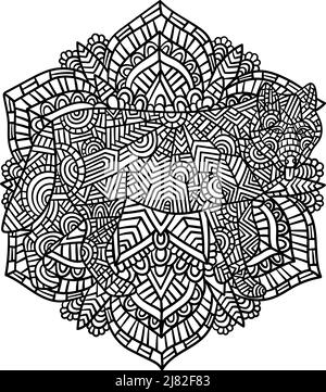 Wolf Mandala coloriage pages pour adultes Illustration de Vecteur