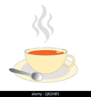 Une tasse à thé avec soucoupe : fond blanc Banque D'Images