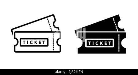 Illustration du vecteur de ticket avec un design simple en noir et blanc. Icône de ticket Illustration de Vecteur