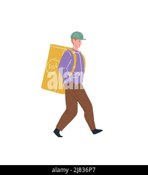 Dessin animé personnage de homme plat au travail, service de livraison vecteur d'illustration concept Illustration de Vecteur