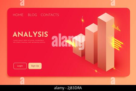 Concept d'analyse financière.Commerce de cartes de chandeliers.Modèle d'application métier.Modèle de page d'arrivée. Illustration de Vecteur