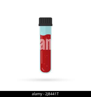 Icône de tube à essai médical. Tube à essai rempli de sang. Illustration vectorielle plate isolée. Illustration de Vecteur