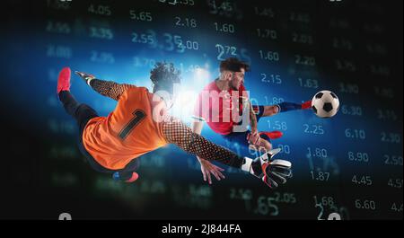 Pari en ligne et analyses et statistiques pour le match de football Banque D'Images