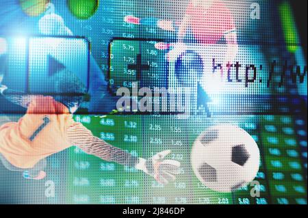 Pari en ligne et analyses et statistiques pour le match de football Banque D'Images