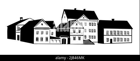 Les maisons sont noires et blanches. Illustration vectorielle Illustration de Vecteur