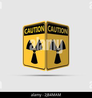 Avertissement jaune du danger, icône de rayonnement symbole double face, illustration vectorielle Illustration de Vecteur