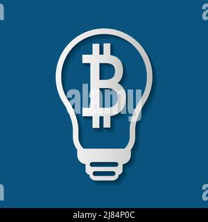 Symbole icône d'ampoule bitcoin sur fond blanc.Illustration vectorielle Illustration de Vecteur