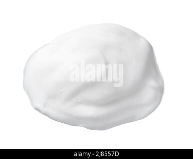 Texture mousse nettoyante pour le soin de la peau. Nuances de savon, shampooing et mousse nettoyante sur fond blanc. Gros plan du savon nettoyant pour le visage. Banque D'Images