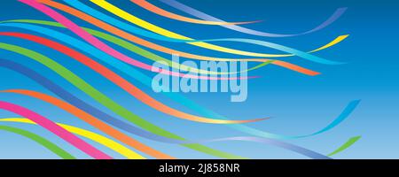 rubans de maypole colorés dans le ciel ensoleillé de vacances design Illustration de Vecteur