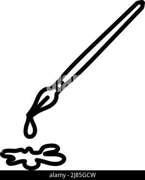 Stylo plume avec icône Blot. Contour en gras avec largeur de contour modifiable. Illustration vectorielle. Illustration de Vecteur