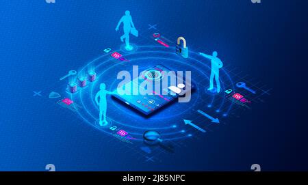 Concept de gestion des identités et des accès - IAM et IdAM - nouvelles technologies pour garantir que les utilisateurs appropriés au sein d'un réseau disposent d'un accès approprié à fr Banque D'Images