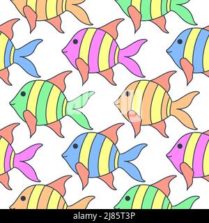 Motif poisson multicolore sans couture pour bébé Illustration de Vecteur