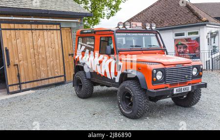 Kankku Off Road Driving Adventure et ses véhicules Landrover à Windermere dans le Lake District, Angleterre, Royaume-Uni Banque D'Images