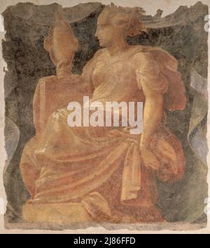 Crucifixion avec Saint François d'Assise et donneur (tempera sur panneau) par l'école italienne, (14th siècle); Galleria dell'Accademia & Museo degli Strumenti Musicali, Florence, Toscane, Italie; Italien, non protégé par copyright. Banque D'Images