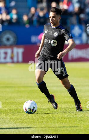 Montréal, Québec. 07th mai 2022. Mathieu Choiniere, milieu de terrain de la CF Montréal (29), contrôle le ballon pendant le match MLS entre Orlando City et CF Montréal tenu au stade Saputo à Montréal (Québec). Daniel Lea/CSM/Alamy Live News Banque D'Images