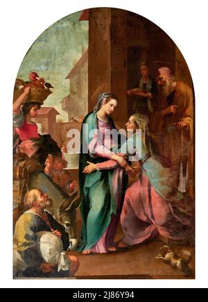 Visitazione - olio su tela - Ventura Salimbeni - inizio del XVII secolo - San Quirico d’Orcia (si) ,Italia,chiesa di S. Francesco Banque D'Images