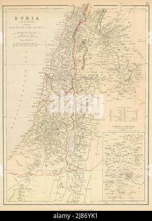 LEVANT SUD. Syrie Liban Palestine Hauran Damas Jérusalem.BLACKIE 1886 carte Banque D'Images