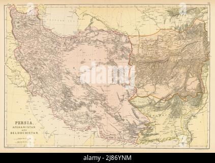 ASIE DU SUD-OUEST. Perse (Iran) Afghanistan Balouchistan. Golfe persique. Carte Caspienne 1886 Banque D'Images