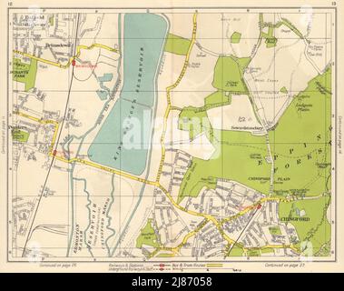 LONDRES NORD-EST. Brimsdown Chingford Stewardstonebury Epping Forest 1948 ancienne carte Banque D'Images