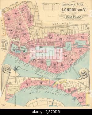 Goad Insurance Key Plan London vol V. St Katherine's Wapping Limehouse 1924 map Banque D'Images