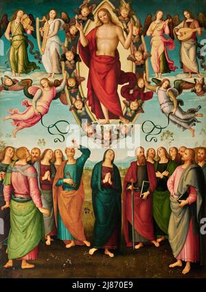 Ascensione di Cristo - tempera e olio su tavola - Pietro Vannucci detto il Perugino - 1510 - Sansepolcro (AR),Italia, cattedrale di S. Giovanni Evang Banque D'Images