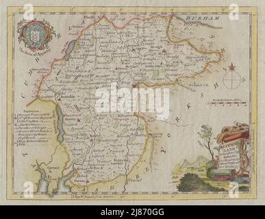 Westmoreland est tiré de vous les meilleures autorités. Carte du comté par Thomas Kitchin c1764 Banque D'Images