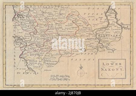 Basse-Saxe. Niedersachsen Anhalt. Hanover Brunswick Magdeburg. CARTE PAYNE 1791 Banque D'Images