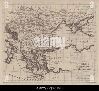 La Turquie en Europe et en Hongrie. Balkans Ukraine Grèce Valachie. WALKER c1795 carte Banque D'Images