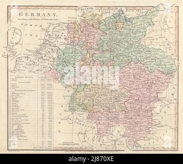 Allemagne selon les traités de Vienne et de Paris. WILKINSON 1828 ancienne carte Banque D'Images