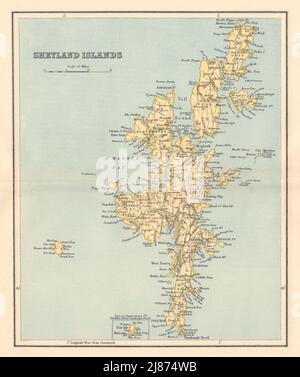 Carte antique des ÎLES SHETLAND. Écosse. Lerwick. LIZARS 1895 ancien Banque D'Images