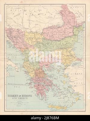 BALKANS. La Turquie en Europe Grèce Roumelia Roumania Bulgarie. CARTE COLLINS 1873 Banque D'Images