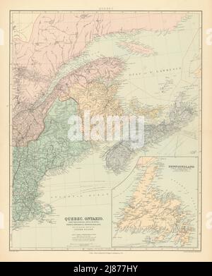 Canada provinces Maritimes. Québec Nouveau-Brunswick Maine Î.-P.-É. STANFORD 1894 carte Banque D'Images