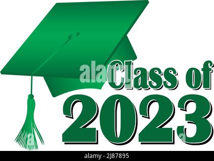 Classe verte de capuchon de graduation 2023 Banque D'Images
