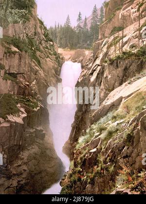 Handeggfall, Col de Grimsel, Guttanen, Alpes bernoises, Berne, Suisse 1890. Banque D'Images