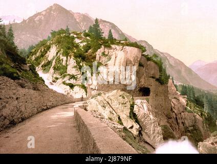 Handeggfall, Col de Grimsel, Guttanen, Alpes bernoises, Berne, Suisse 1890. Banque D'Images