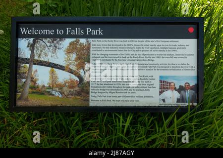 Falls Park on the Reedy dans le quartier historique du West End de Greenville en Caroline du Sud Banque D'Images