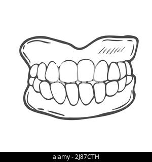 Illustration de la silhouette d'icône de dentiers. Dents de prothèse de dentiste Vector pictogramme graphique clip Art Illustration de Vecteur