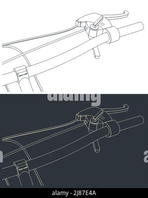 Illustration vectorielle stylisée d'une poignée de vélo en gros plan Illustration de Vecteur