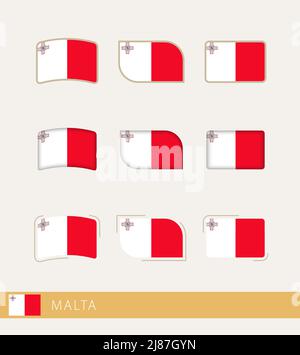 Drapeaux vectoriels de Malte, collection de drapeaux de Malte. Icône vecteur. Illustration de Vecteur